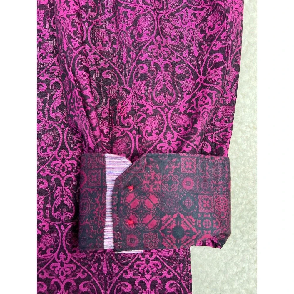 Robert Graham Shirt Mens 3XLT Purple Floral Cotton Long Sleeve Button Up - Picture 4 of 8